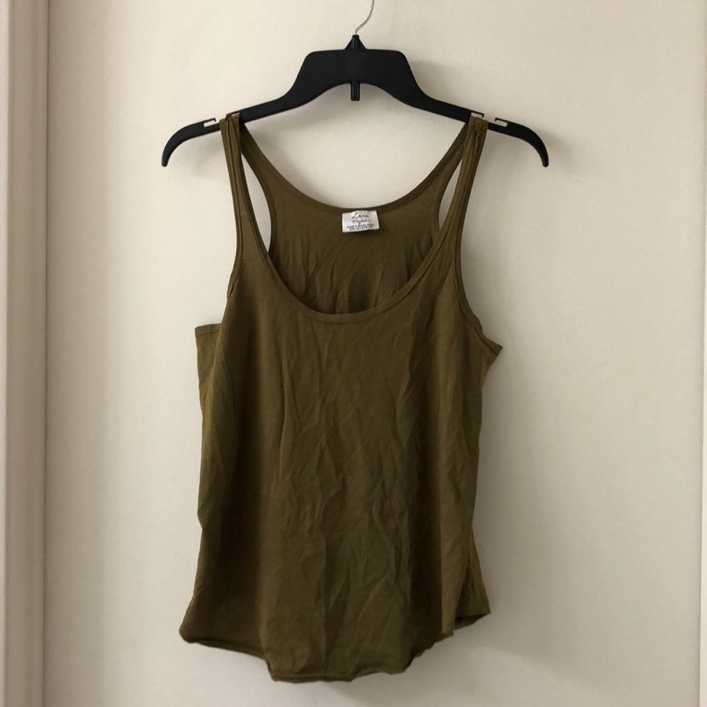 Zara Trafaluc olive green scooped tank - size S